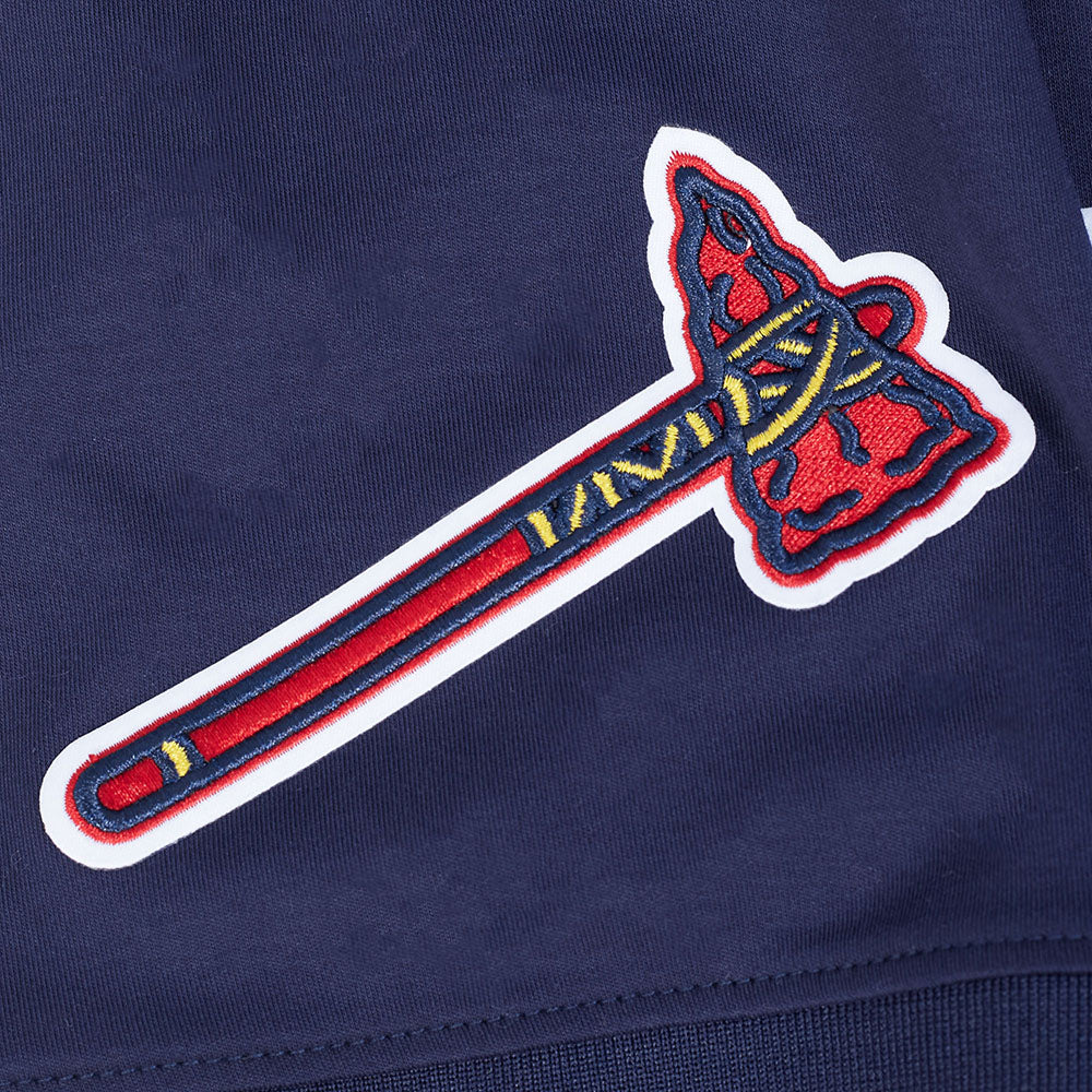 MLB ATLANTA BRAVES RONALD ACUNA JR. #13 CLASSIC MEN'S SHORT SLEEVE PULLOVER HOODIE (MIDNIGHT NAVY) - Image 6