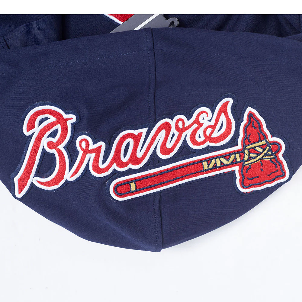 MLB ATLANTA BRAVES RONALD ACUNA JR. #13 CLASSIC MEN'S SHORT SLEEVE PULLOVER HOODIE (MIDNIGHT NAVY) - Image 8