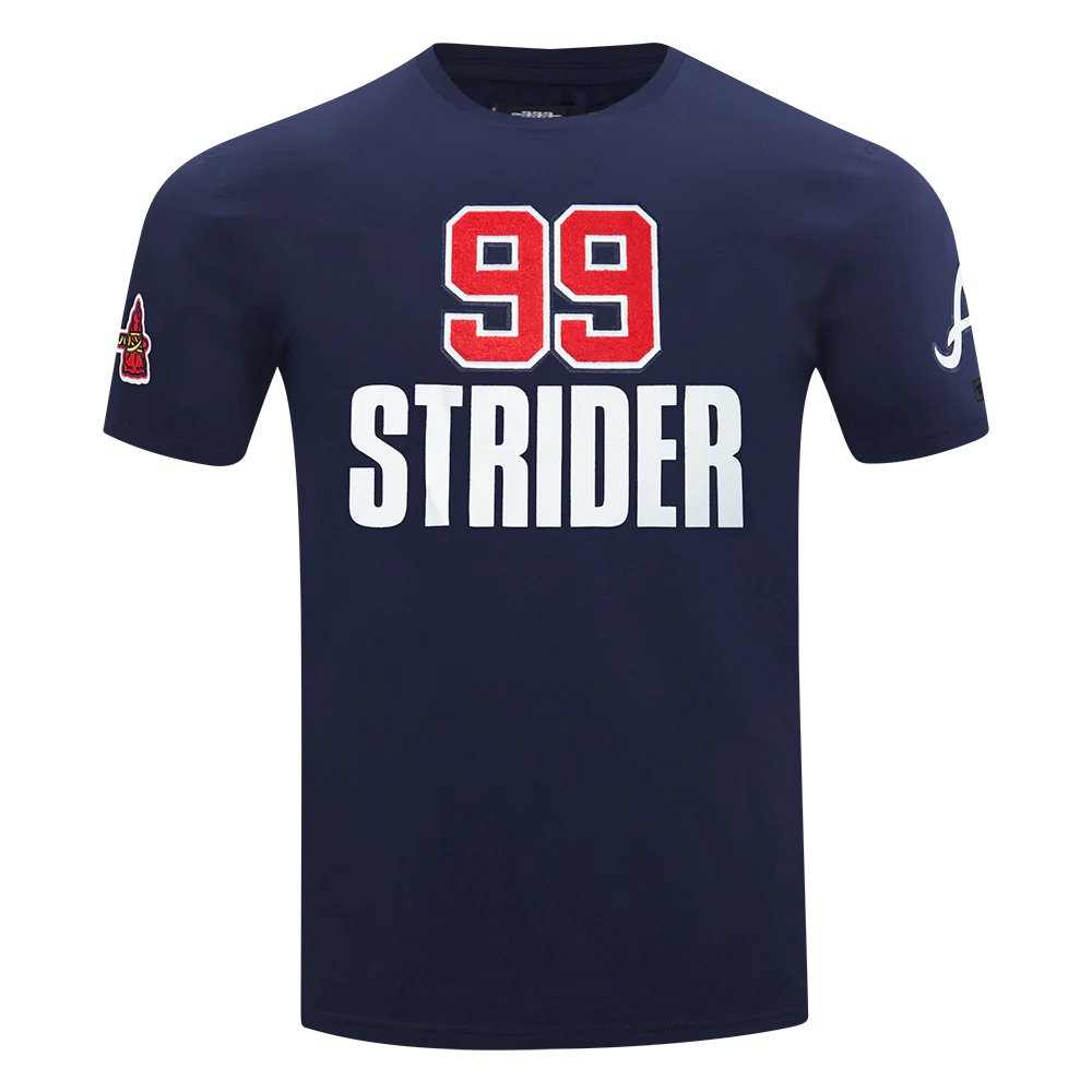 MLB ATLANTA BRAVES SPENCER STRIDER #99 CLASSIC PLAYER NAME AND NUMBER MEN'S SINGLE JERSEY TOP (MIDNIGHT NAVY)
