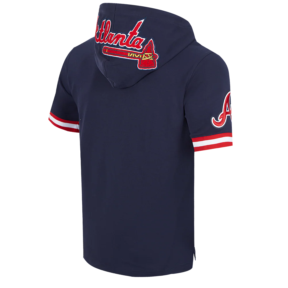 MLB ATLANTA BRAVES CLASSIC CHENILLE MEN'S PO HOODIE (MIDNIGHT NAVY/RED) - Image 3