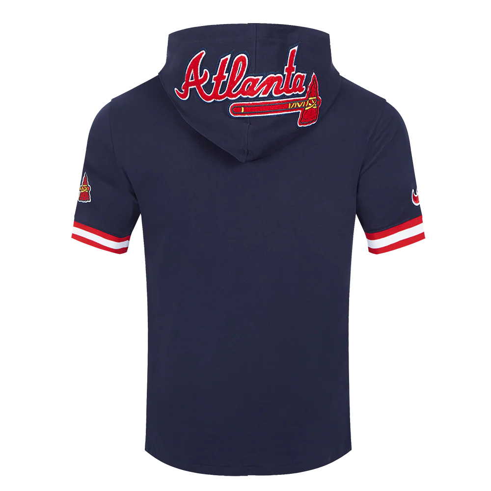 MLB ATLANTA BRAVES CLASSIC CHENILLE MEN'S PO HOODIE (MIDNIGHT NAVY/RED) - Image 4