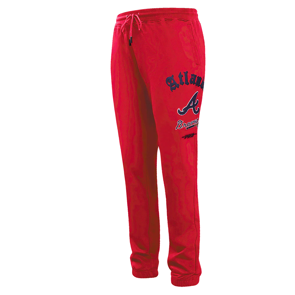 MLB ATLANTA BRAVES OLD ENGLISH MEN'S SWEATPANT (RED)