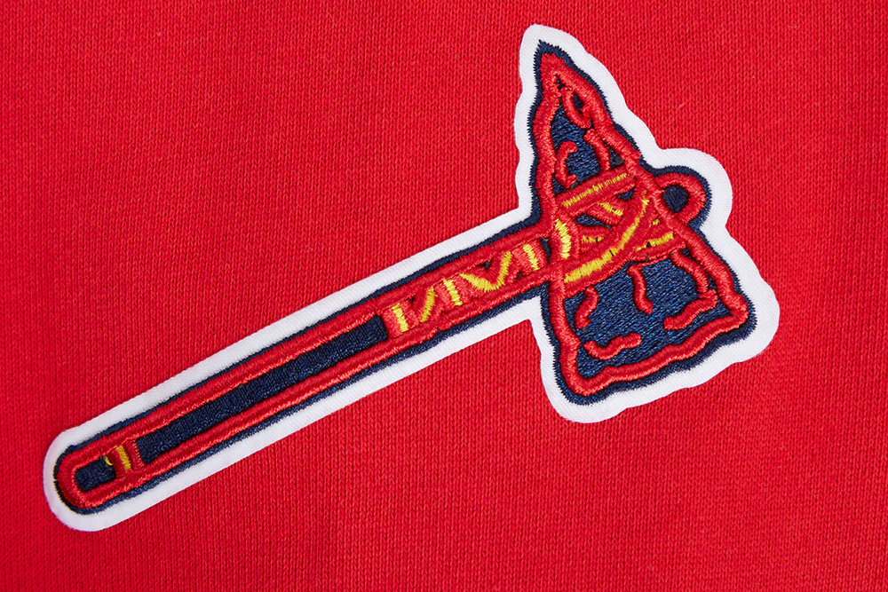 MLB ATLANTA BRAVES SCRIPT TAIL MEN'S RIB FLEECE PULLOVER HOODIE (RED/MIDNIGHT NAVY/RED) - Image 7
