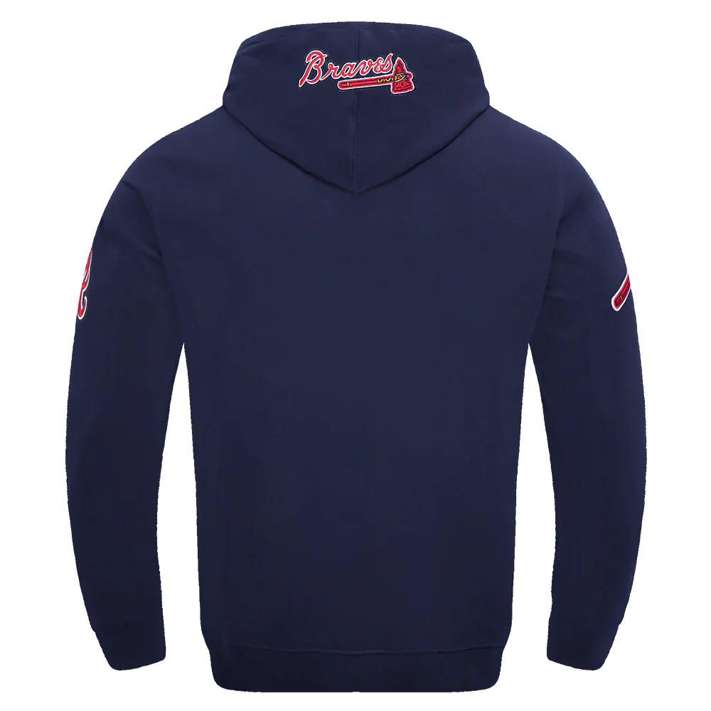 MLB ATLANTA BRAVES OLD ENGLISH MEN'S PULLOVER HOODIE (MIDNIGHT NAVY) - Image 3