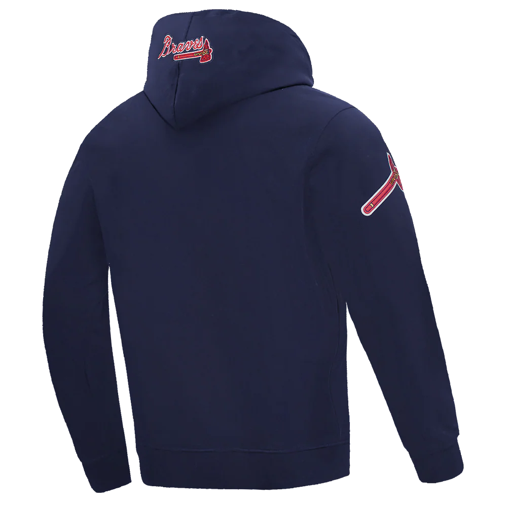 MLB ATLANTA BRAVES OLD ENGLISH MEN'S PULLOVER HOODIE (MIDNIGHT NAVY) - Image 4