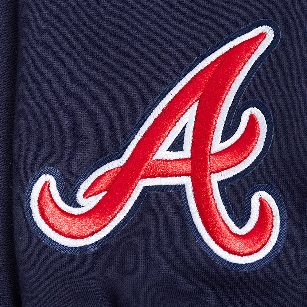 MLB ATLANTA BRAVES WINGSPAN MEN'S DROP SHOULDER FLEECE PULLOVER HOODIE (MIDNIGHT NAVY) - Image 8