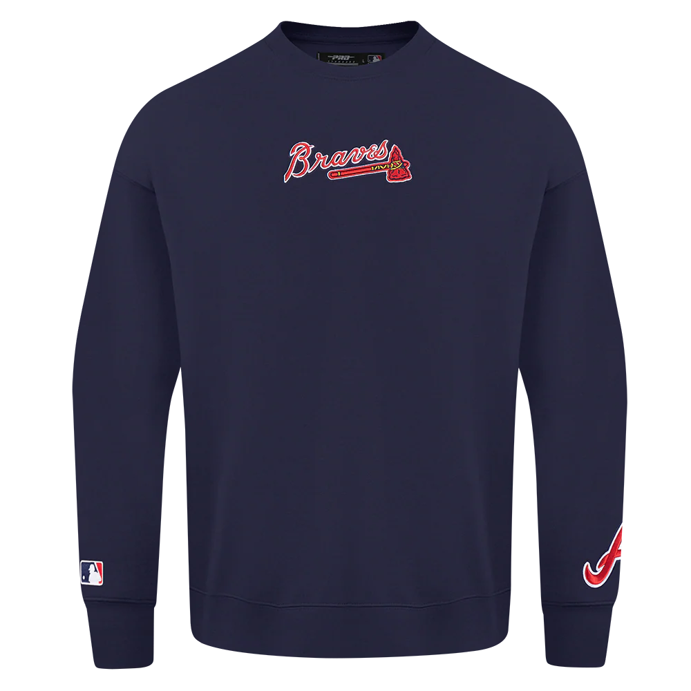 MLB ATLANTA BRAVES WINGSPAN MEN'S DROP SHOULDER FLEECE CREWNECK (MIDNIGHT NAVY) - Image 3