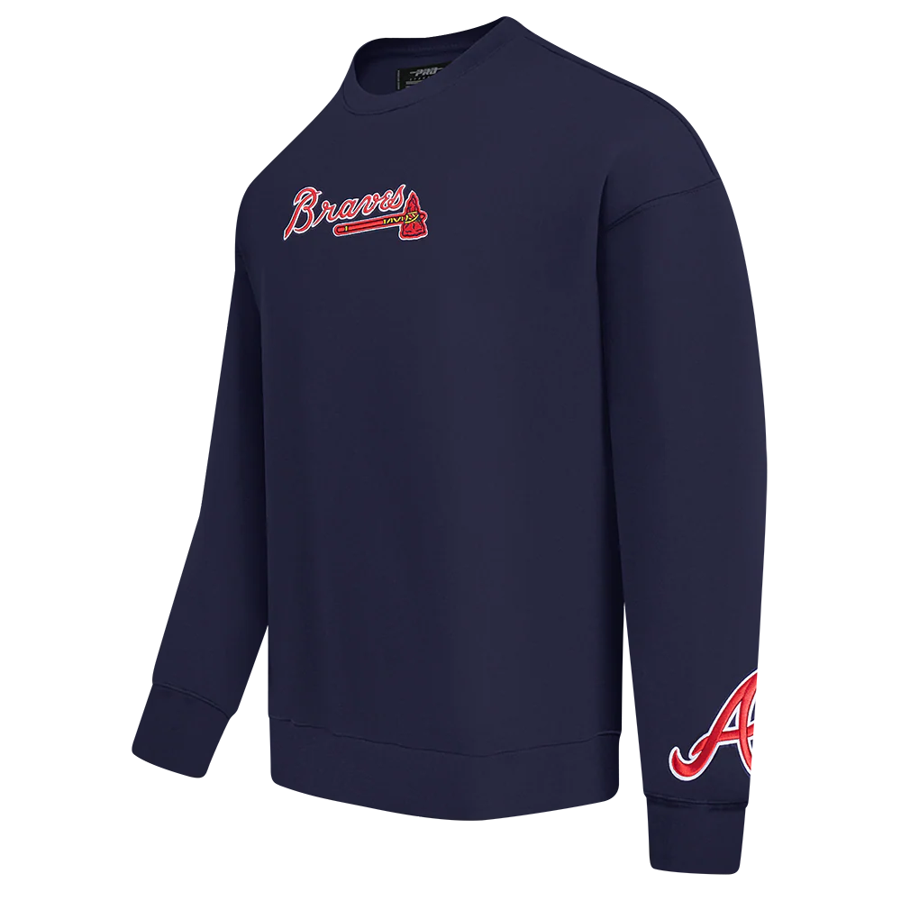 MLB ATLANTA BRAVES WINGSPAN MEN'S DROP SHOULDER FLEECE CREWNECK (MIDNIGHT NAVY) - Image 4