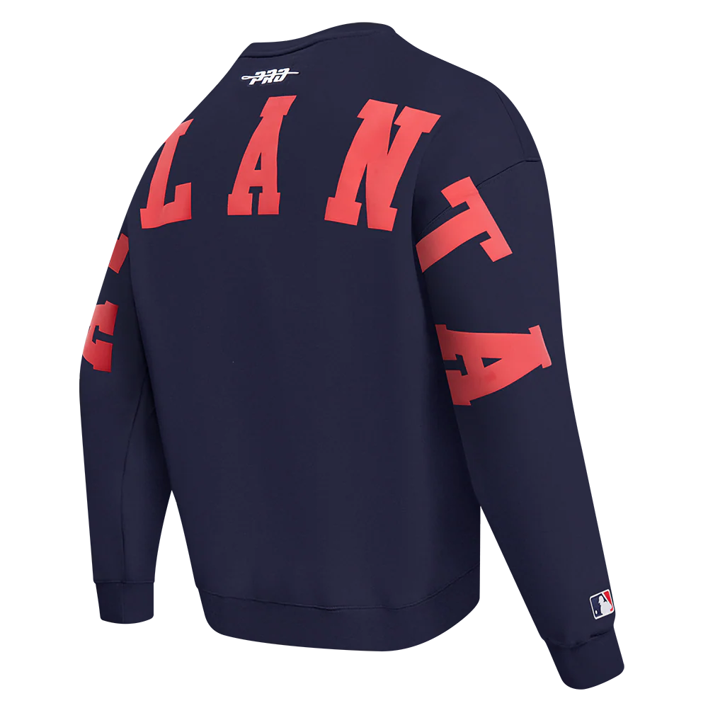 MLB ATLANTA BRAVES WINGSPAN MEN'S DROP SHOULDER FLEECE CREWNECK (MIDNIGHT NAVY) - Image 6