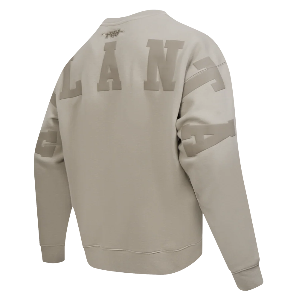 MLB ATLANTA BRAVES WINGSPAN MEN'S DROP SHOULDER FLEECE CREWNECK (TAUPE) - Image 6