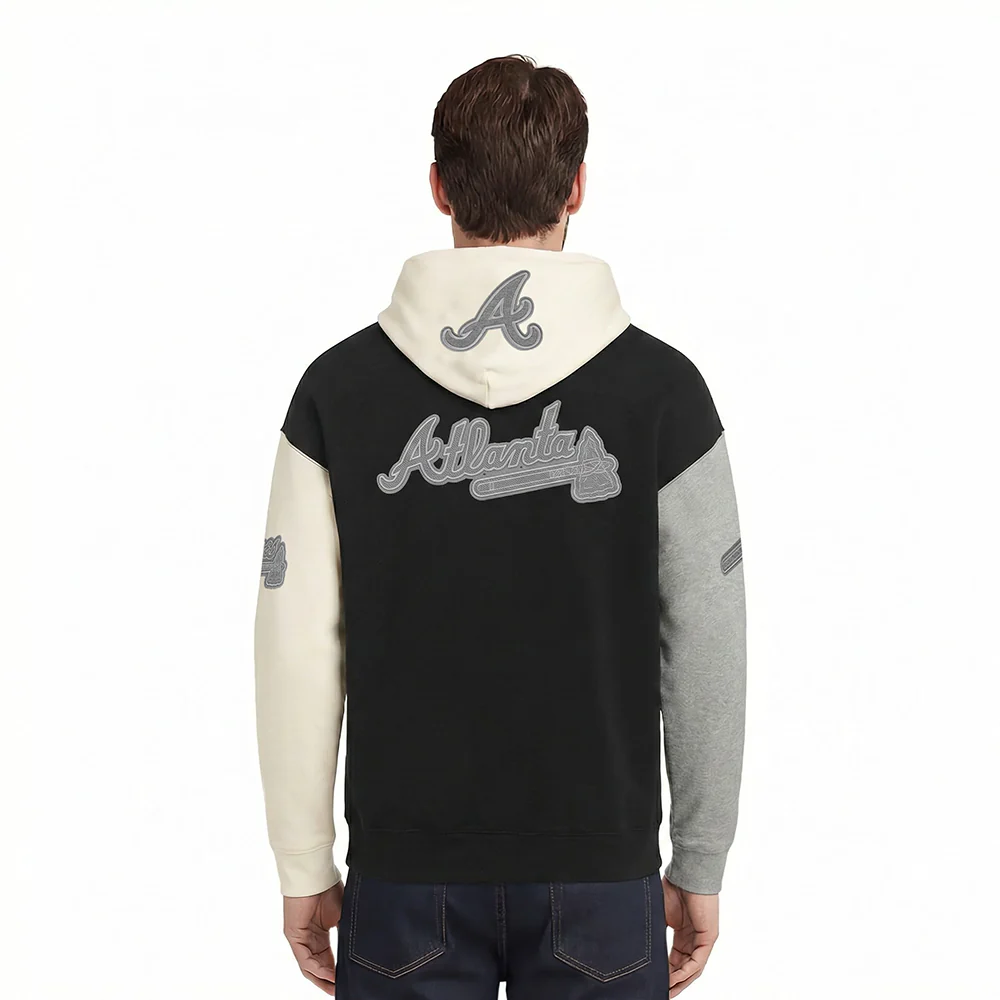 MLB ATLANTA BRAVES REVERSE FRENCH TERRY MEN'S COLOR BLOCK FLEECE PULLOVER HOODIE - Image 2