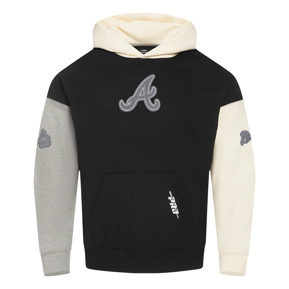 MLB ATLANTA BRAVES REVERSE FRENCH TERRY MEN'S COLOR BLOCK FLEECE PULLOVER HOODIE - Image 3