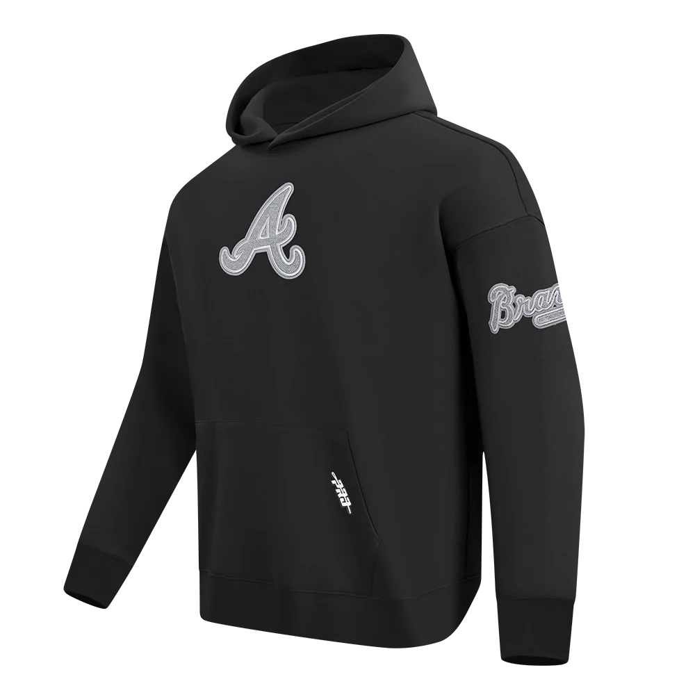 MLB ATLANTA BRAVES REVERSE FRENCH TERRY MEN'S DROP SHOULDER FLC PO H (BLACK) - Image 4