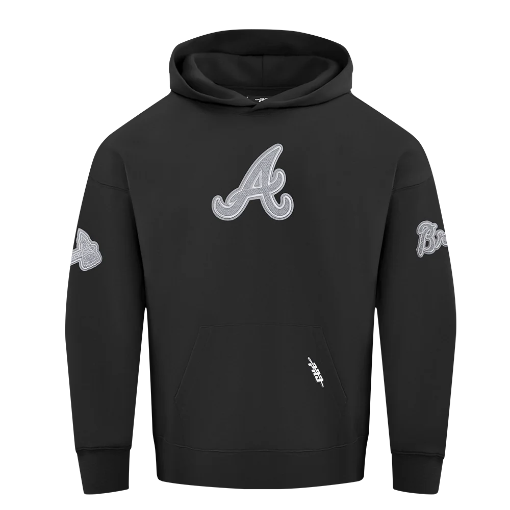MLB ATLANTA BRAVES REVERSE FRENCH TERRY MEN'S DROP SHOULDER FLC PO H (BLACK) - Image 5