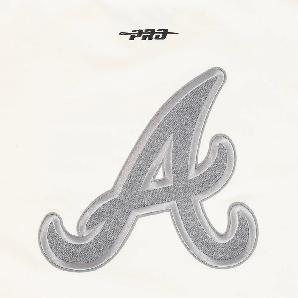 MLB ATLANTA BRAVES REVERSE FRENCH TERRY MEN'S DROP SHOULDER FLEECE CREWNECK (EGGSHELL) - Image 10