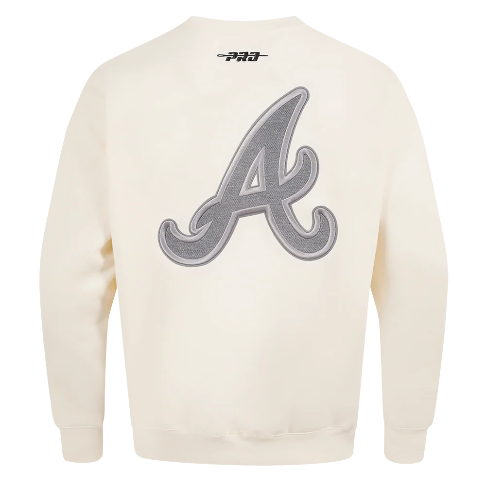 MLB ATLANTA BRAVES REVERSE FRENCH TERRY MEN'S DROP SHOULDER FLEECE CREWNECK (EGGSHELL) - Image 7