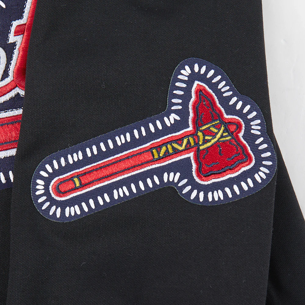 MLB ATLANTA BRAVES DIY PICK STITCH MEN'S DOUBLE KNIT PULLOVER HOODIE (BLACK) - Image 11