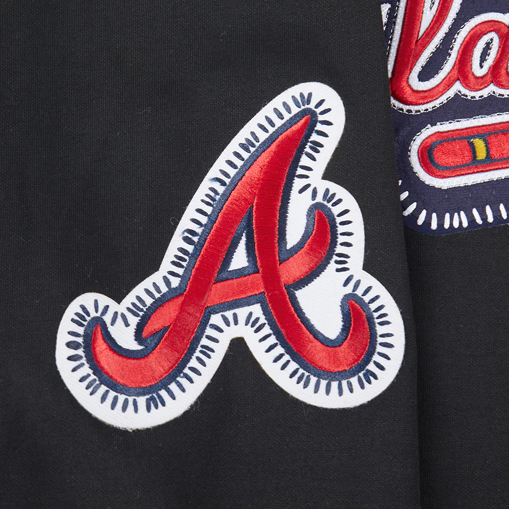 MLB ATLANTA BRAVES DIY PICK STITCH MEN'S DOUBLE KNIT PULLOVER HOODIE (BLACK) - Image 12