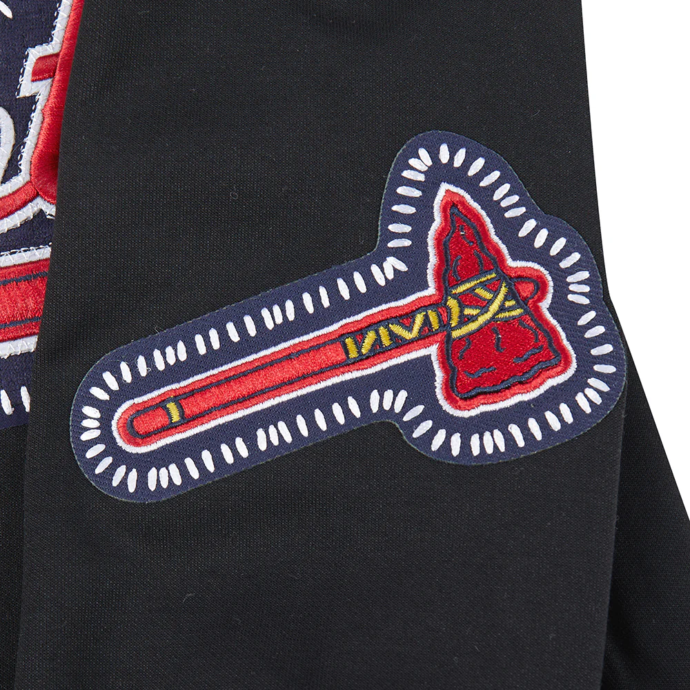 MLB ATLANTA BRAVES DIY PICK STITCH MEN'S DOUBLE KNIT PULLOVER HOODIE (BLACK) - Image 13