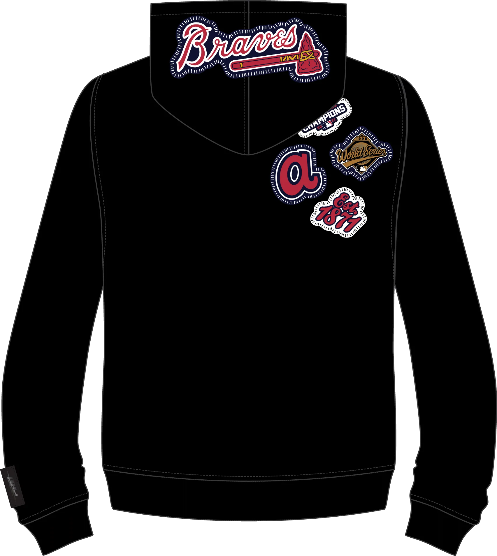 MLB ATLANTA BRAVES DIY PICK STITCH MEN'S DOUBLE KNIT PULLOVER HOODIE (BLACK) - Image 15