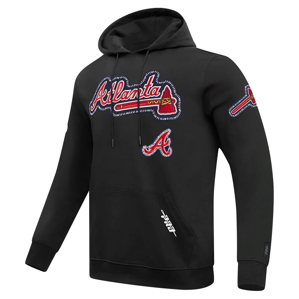 MLB ATLANTA BRAVES DIY PICK STITCH MEN'S DOUBLE KNIT PULLOVER HOODIE (BLACK) - Image 6