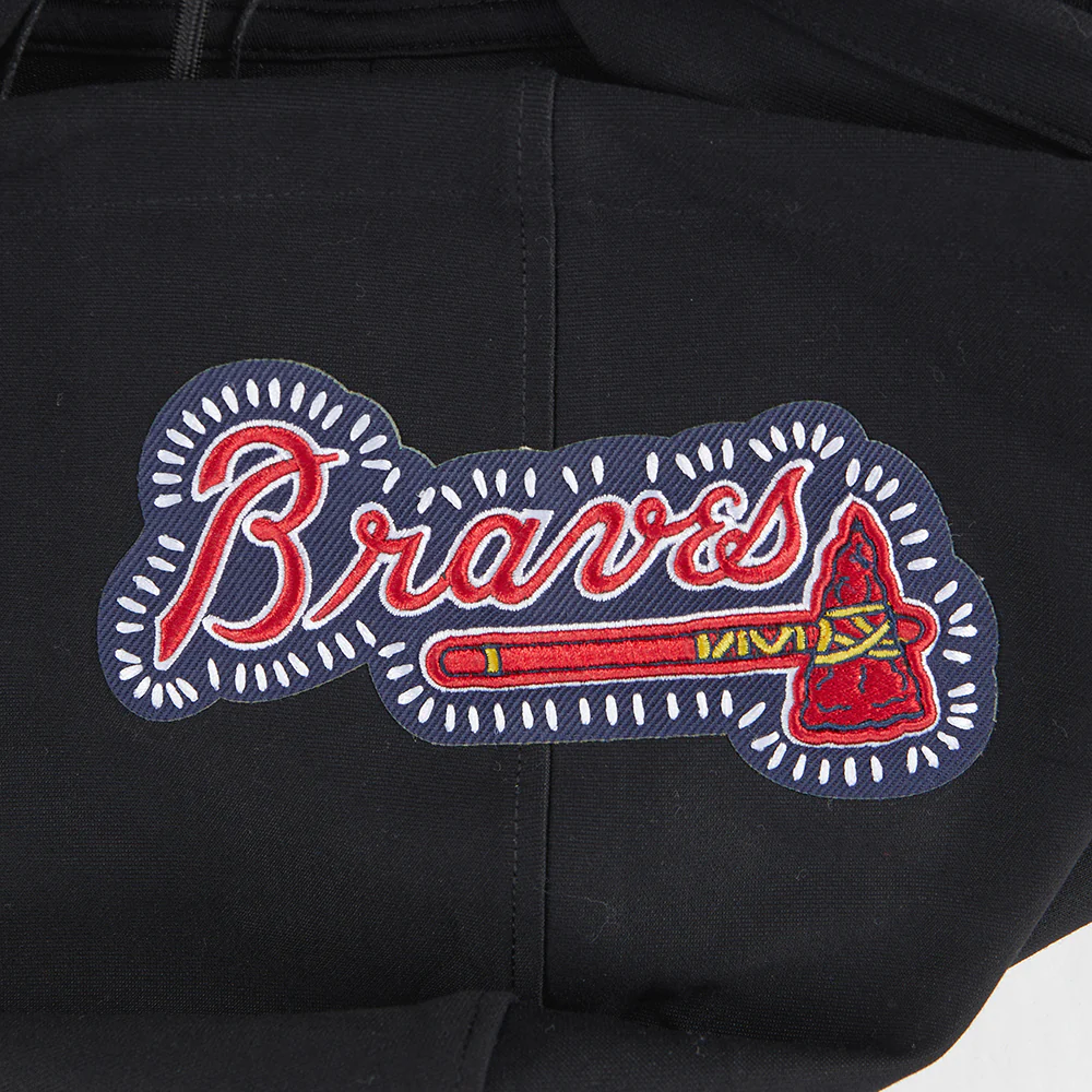 MLB ATLANTA BRAVES DIY PICK STITCH MEN'S DOUBLE KNIT PULLOVER HOODIE (BLACK) - Image 8