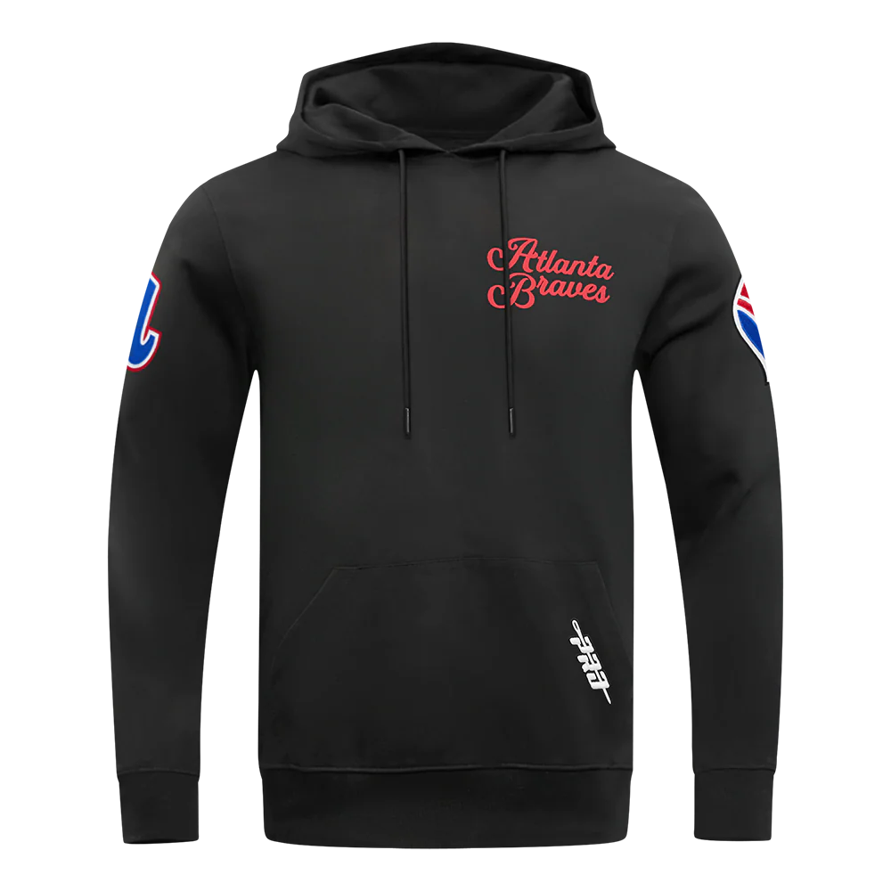 MLB ATLANTA BRAVES SOUVENIR MEN'S FLEECE PULLOVER HOODIE (BLACK)