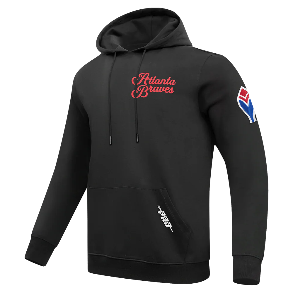 MLB ATLANTA BRAVES SOUVENIR MEN'S FLEECE PULLOVER HOODIE (BLACK) - Image 2