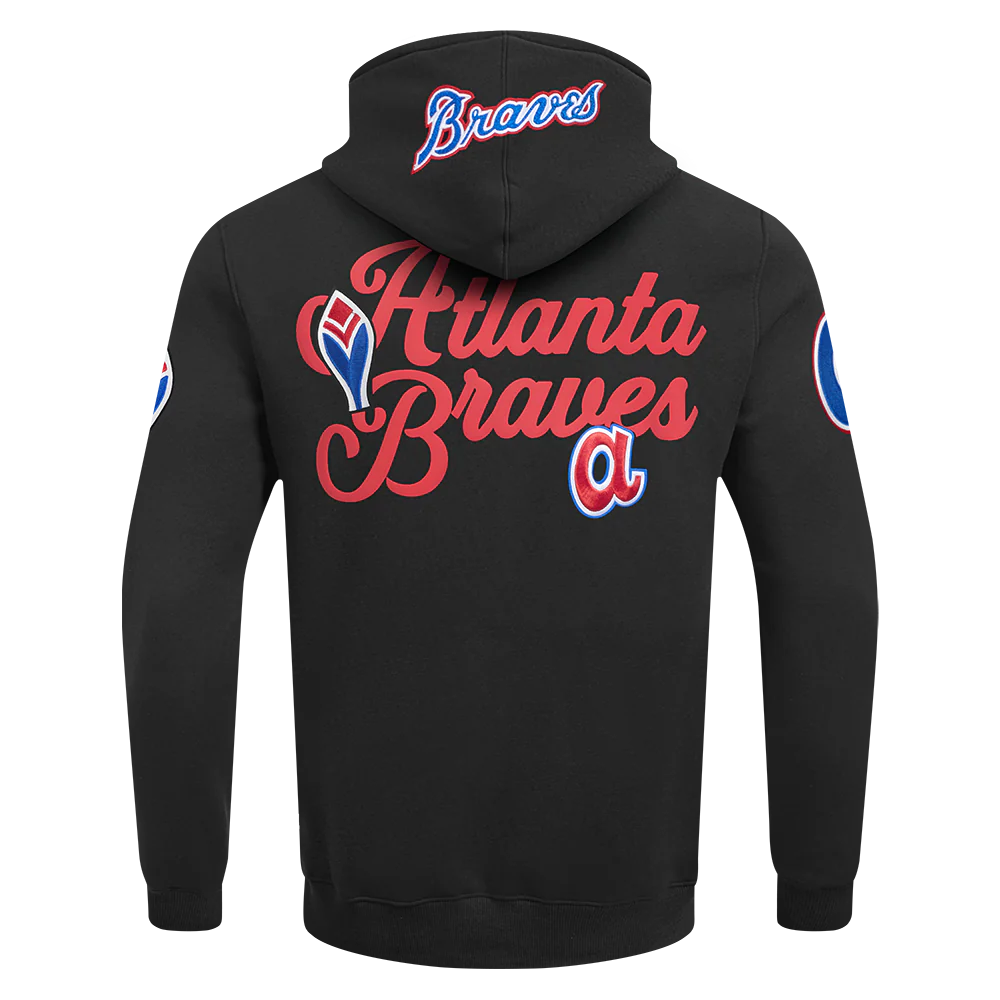 MLB ATLANTA BRAVES SOUVENIR MEN'S FLEECE PULLOVER HOODIE (BLACK) - Image 3