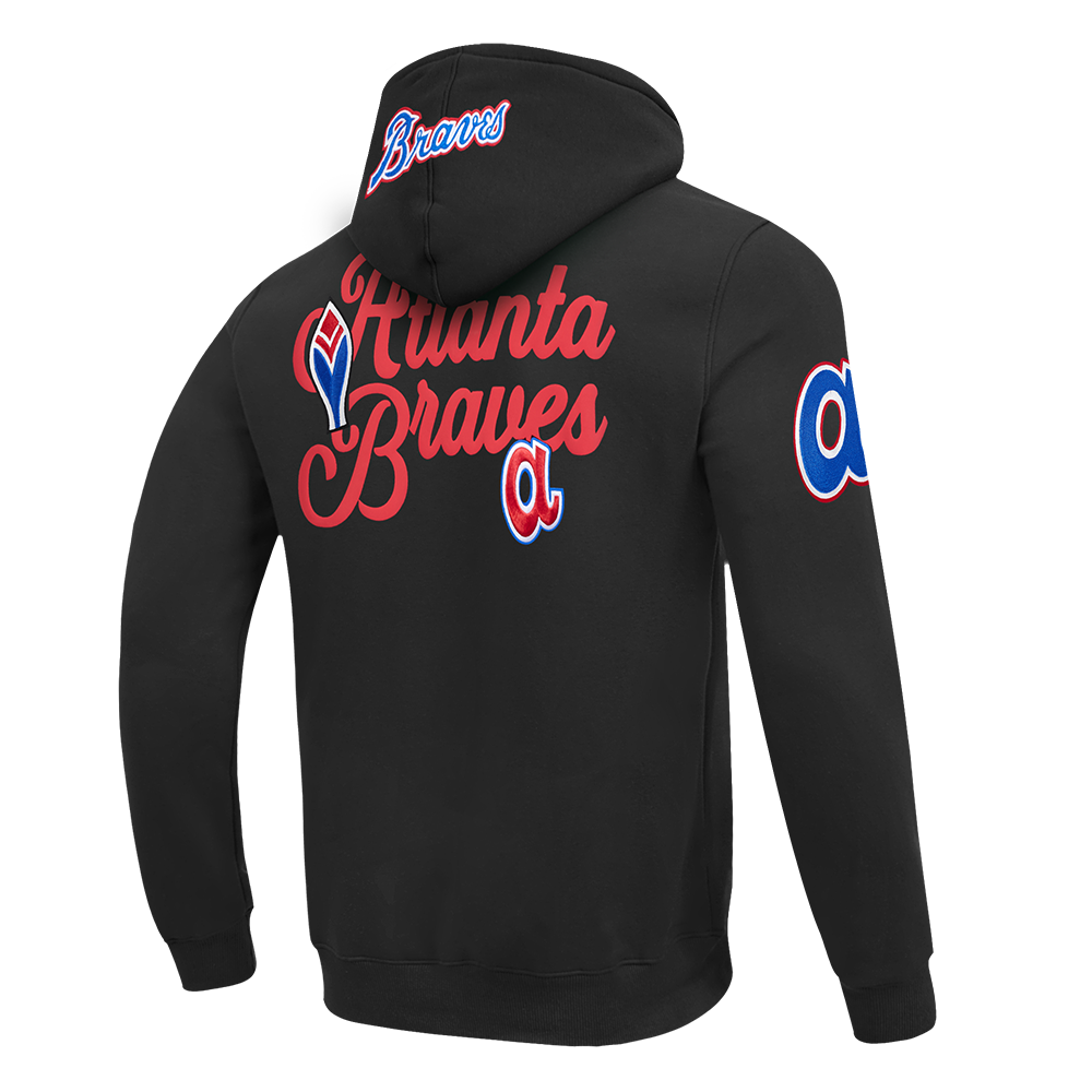 MLB ATLANTA BRAVES SOUVENIR MEN'S FLEECE PULLOVER HOODIE (BLACK) - Image 4