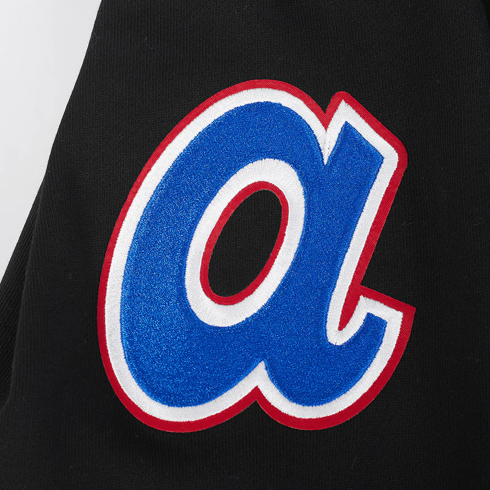 MLB ATLANTA BRAVES SOUVENIR MEN'S FLEECE PULLOVER HOODIE (BLACK) - Image 5