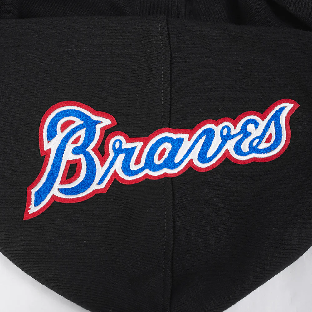 MLB ATLANTA BRAVES SOUVENIR MEN'S FLEECE PULLOVER HOODIE (BLACK) - Image 9