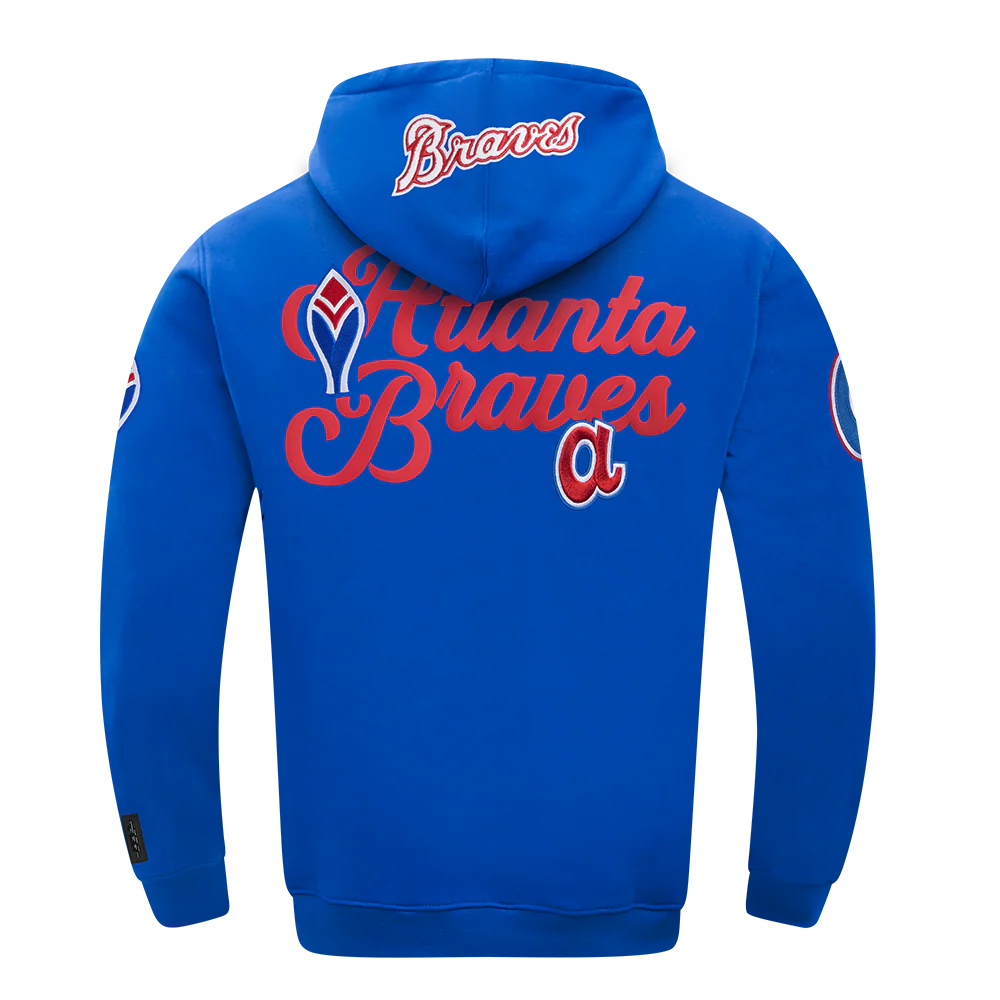 MLB ATLANTA BRAVES SOUVENIR MEN'S FLEECE PULLOVER HOODIE (ROYAL BLUE) - Image 3