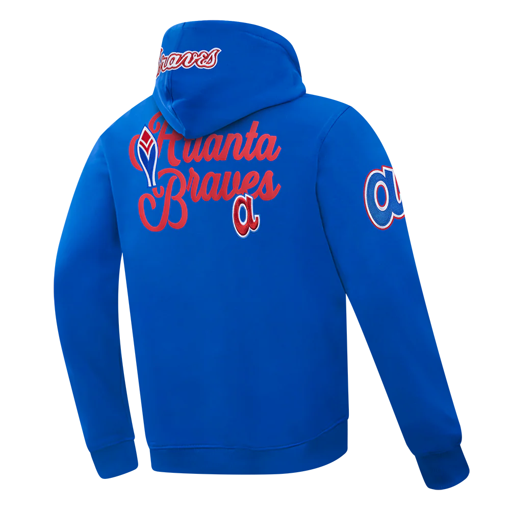 MLB ATLANTA BRAVES SOUVENIR MEN'S FLEECE PULLOVER HOODIE (ROYAL BLUE) - Image 4