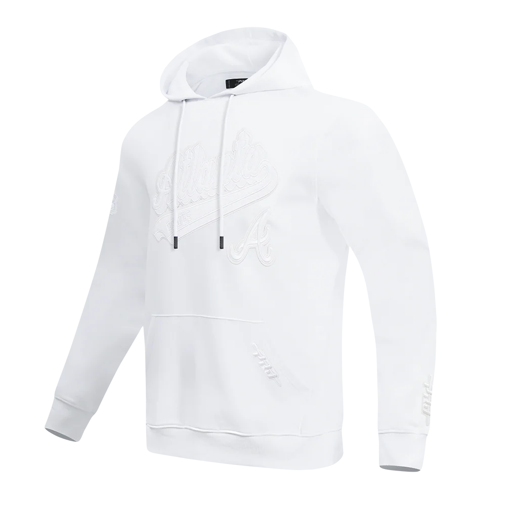 MLB ATLANTA BRAVES WHITE OUT MEN'S DOUBLE KNIT PULLOVER HOODIE (WHITE) - Image 2