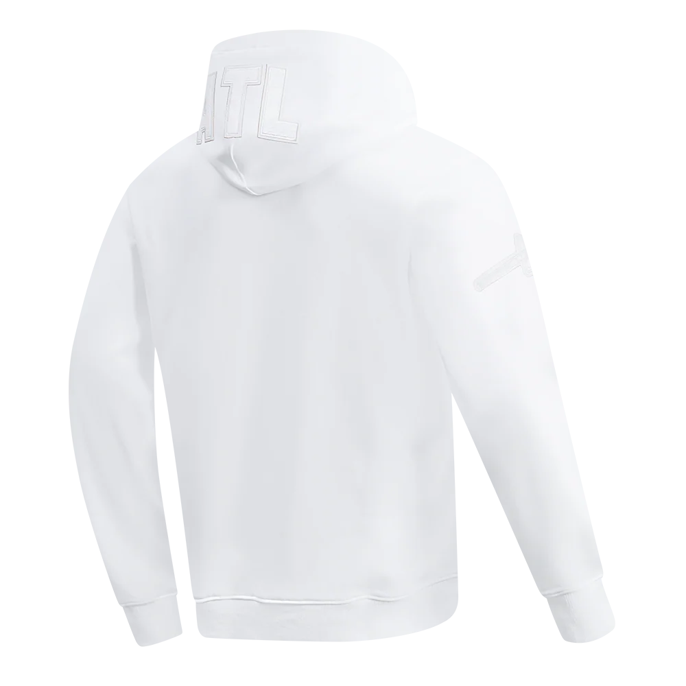 MLB ATLANTA BRAVES WHITE OUT MEN'S DOUBLE KNIT PULLOVER HOODIE (WHITE) - Image 4