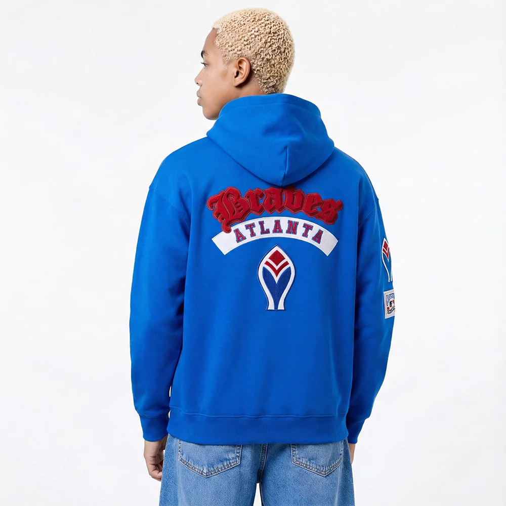 MLB ATLANTA BRAVES BEST OF MEN'S DROP SHOULDER FLC PO HOODIE (ROYAL BLUE)
