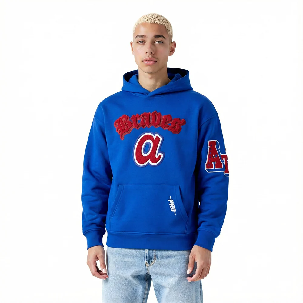 MLB ATLANTA BRAVES BEST OF MEN'S DROP SHOULDER FLC PO HOODIE (ROYAL BLUE) - Image 2