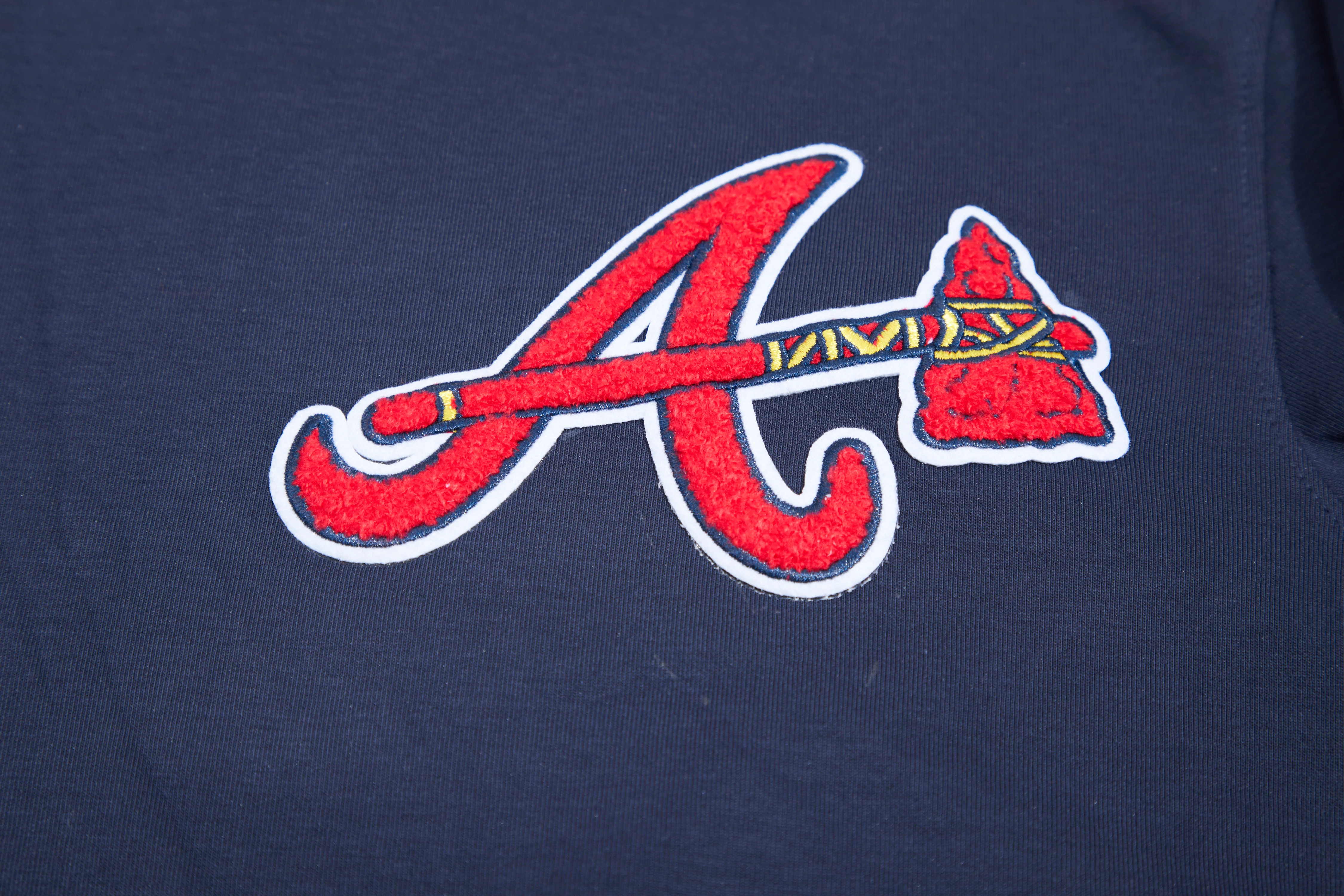 MLB ATLANTA BRAVES CLASSIC CHENILLE MEN'S PULLOVER HOODIE (MIDNIGHT NAVY) - Image 6