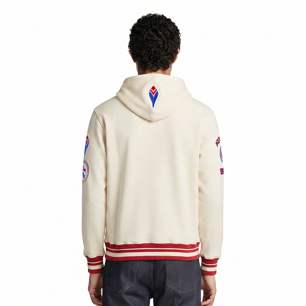 MLB ATLANTA BRAVES RETRO CLASSICS MEN'S RIB FLC PO HOODIE (EGGSHELL/ RED) - Image 2