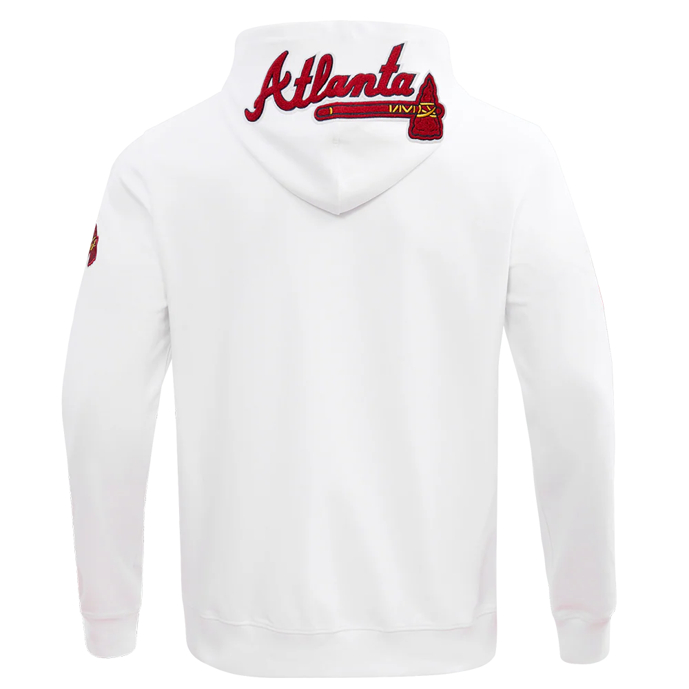 MLB ATLANTA BRAVES CLASSIC CHENILLE MEN'S FULL ZIP PULLOVER HOODIE (WHITE) - Image 4