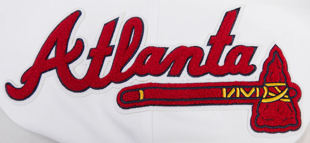 MLB ATLANTA BRAVES CLASSIC CHENILLE MEN'S FULL ZIP PULLOVER HOODIE (WHITE) - Image 5