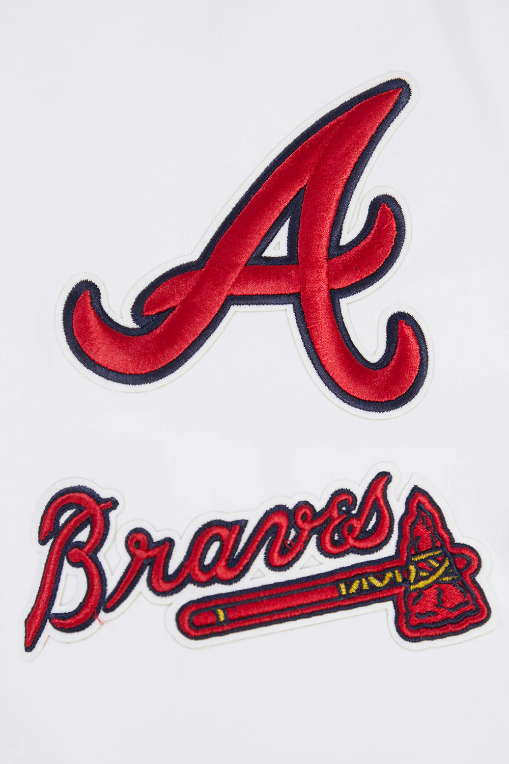 MLB ATLANTA BRAVES CLASSIC CHENILLE MEN'S FULL ZIP PULLOVER HOODIE (WHITE) - Image 7
