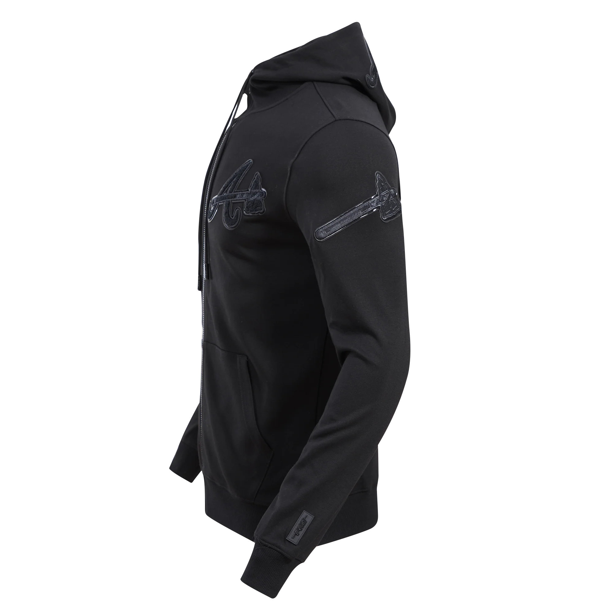 MLB ATLANTA BRAVES TRIPLE BLACK ZIPPER HOODIE  (BLACK) - Image 3
