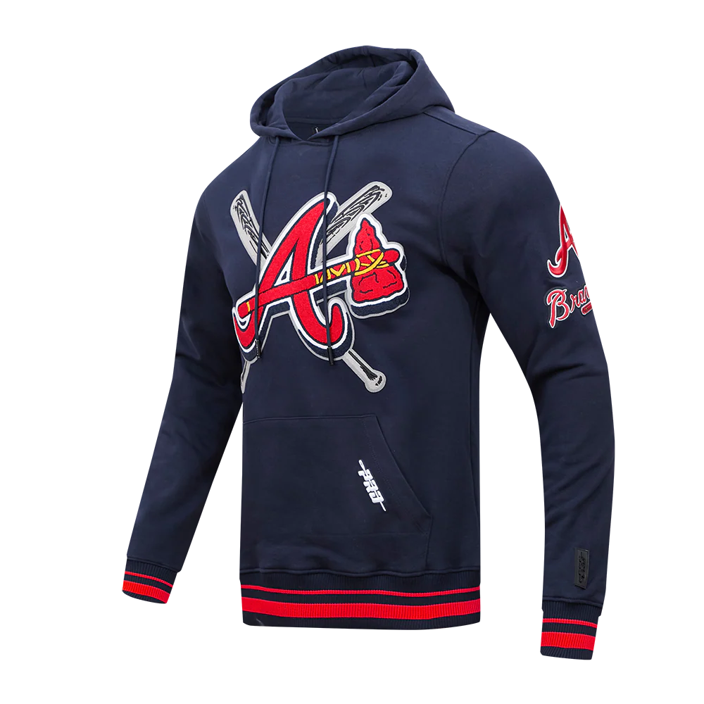 MLB ATLANTA BRAVES MASHUP MEN'S RIB PULLOVER HOODIE (MIDNIGHT NAVY/RED/MIDNIGHT NAVY) - Image 2