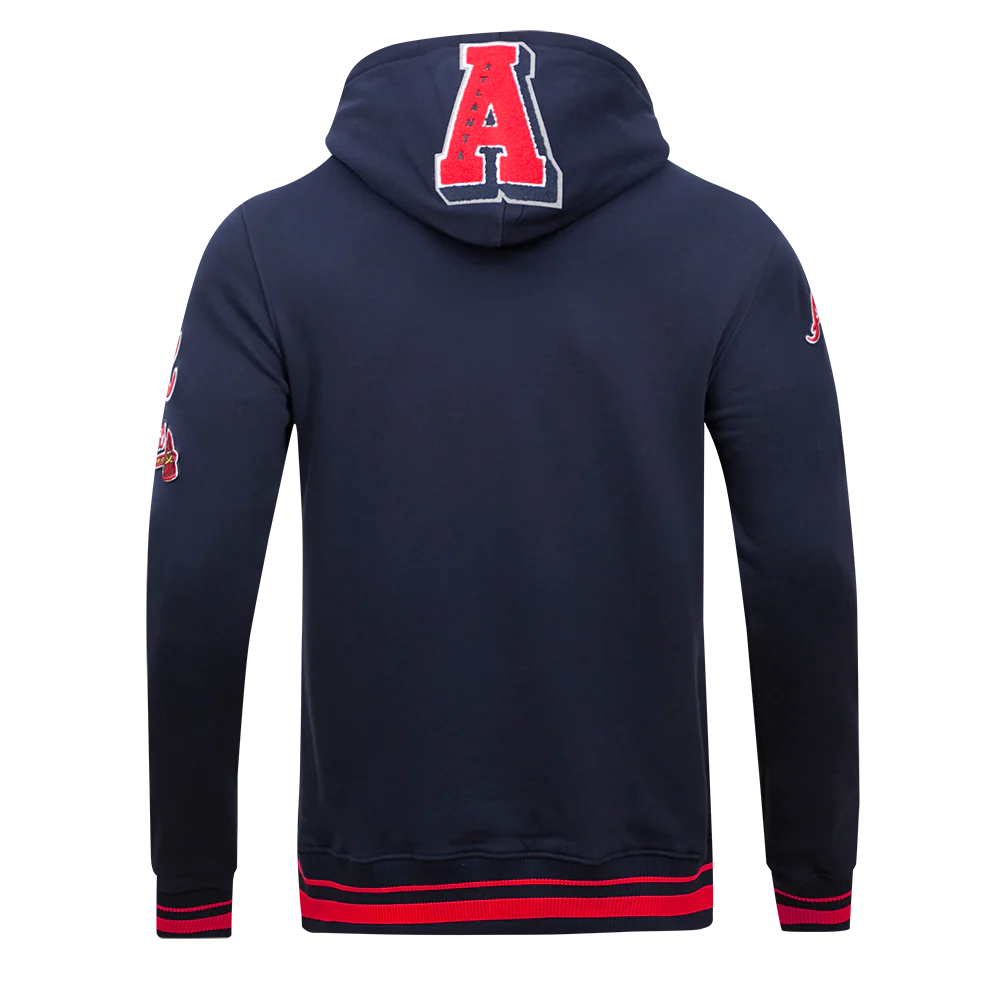MLB ATLANTA BRAVES MASHUP MEN'S RIB PULLOVER HOODIE (MIDNIGHT NAVY/RED/MIDNIGHT NAVY) - Image 5