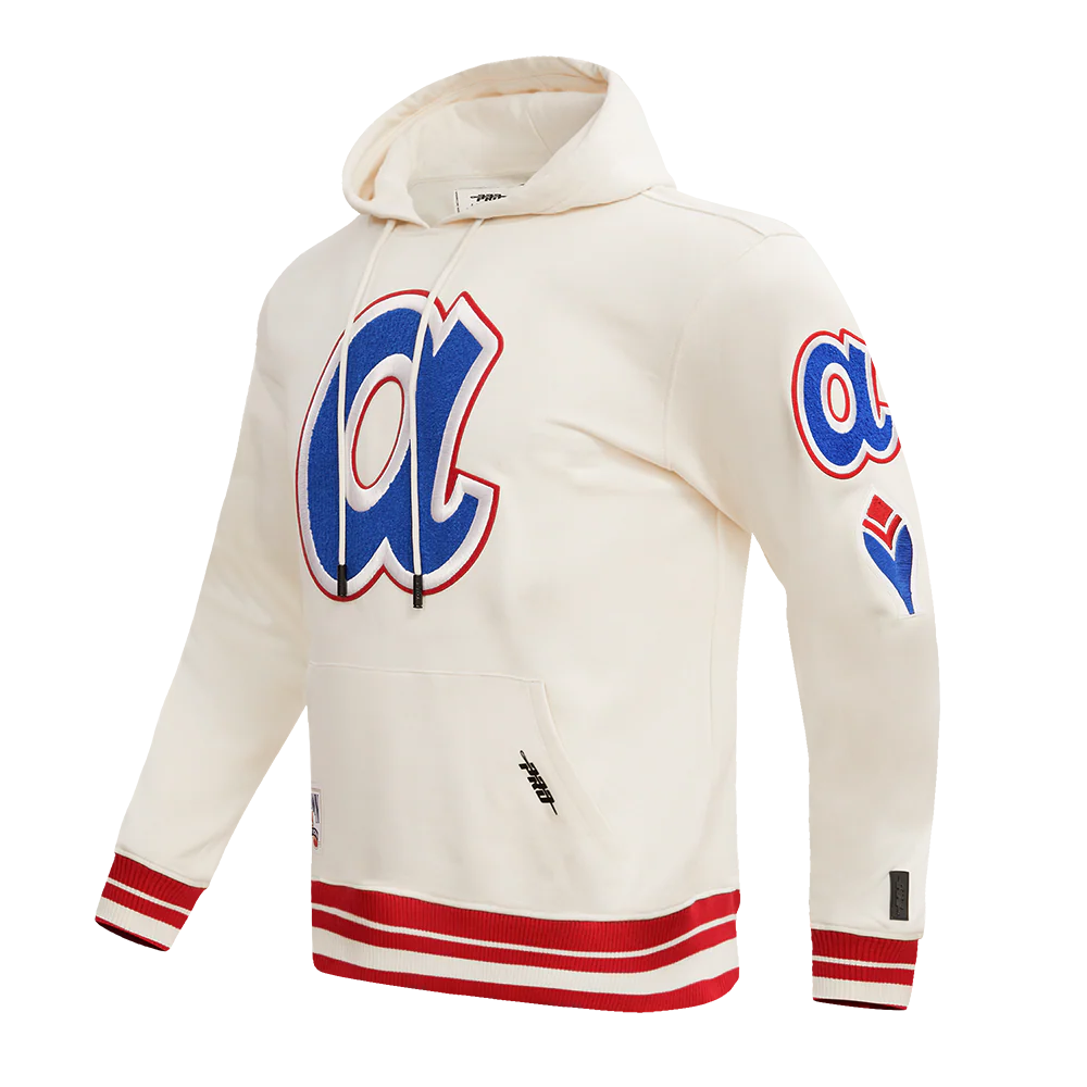 MLB ATLANTA BRAVES RETRO CLASSIC MEN'S PULLOVER HOODIE (EGGSHELL/RED) - Image 2