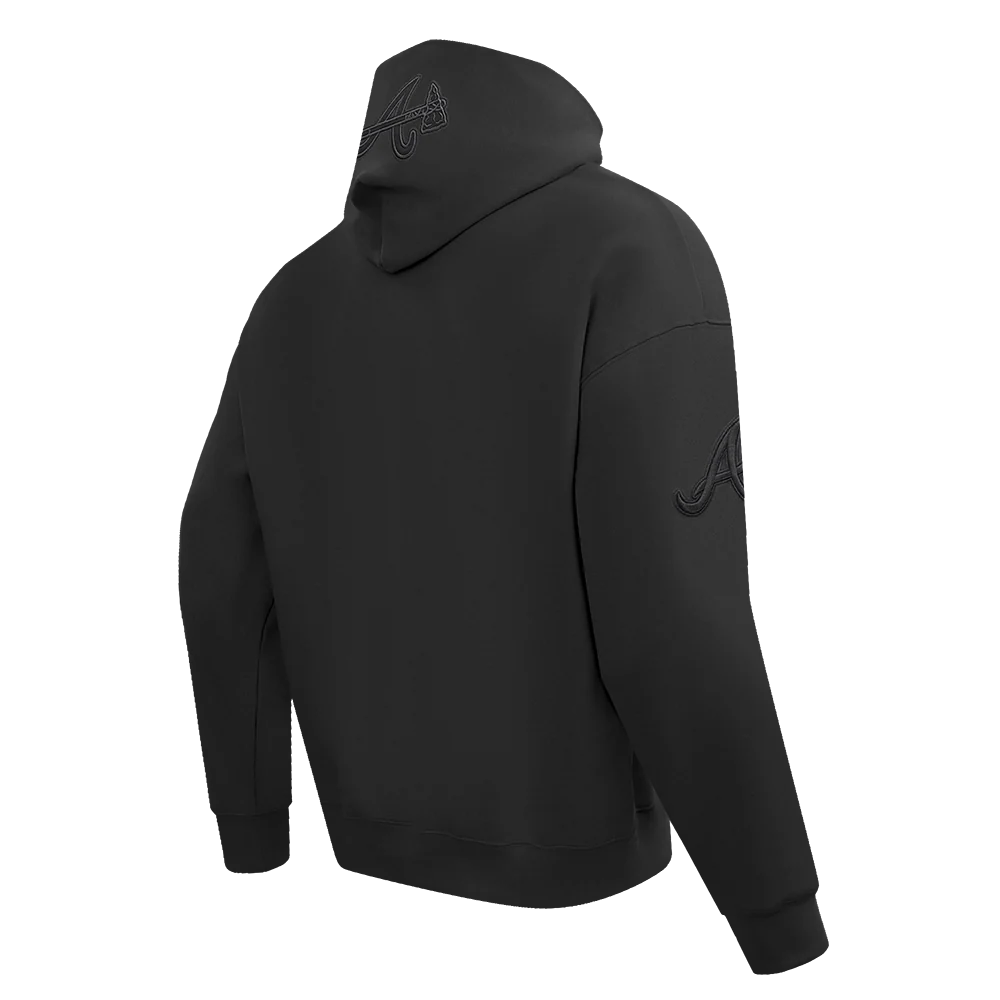 MLB ATLANTA BRAVES NEUTRAL DROP SHOULDER MEN'S PULLOVER HOODIE (BLACK) - Image 3