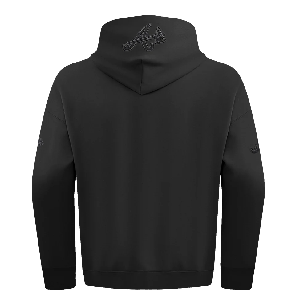 MLB ATLANTA BRAVES NEUTRAL DROP SHOULDER MEN'S PULLOVER HOODIE (BLACK) - Image 4