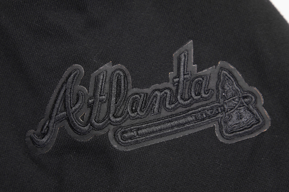 MLB ATLANTA BRAVES NEUTRAL DROP SHOULDER MEN'S PULLOVER HOODIE (BLACK) - Image 6